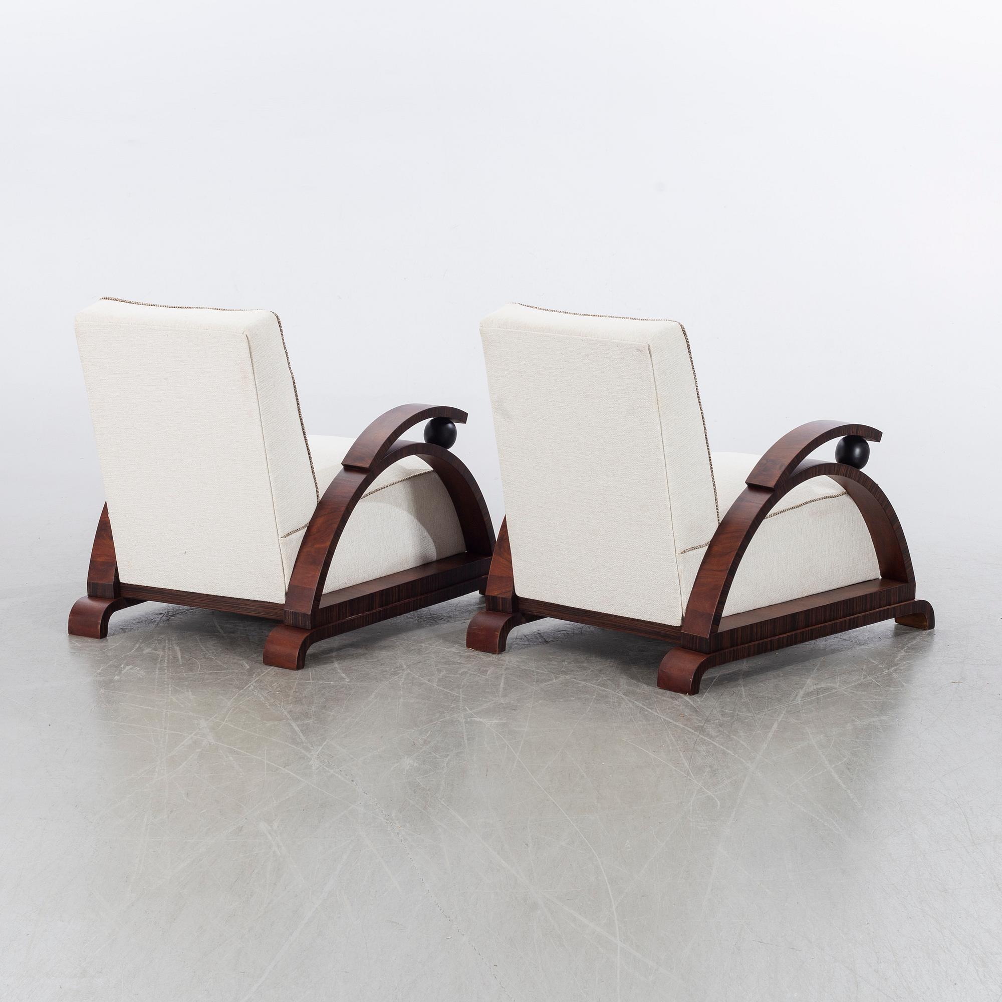 FÅTÖLJER,  1 par, art déco-stil, 1900-talets andra hälft.