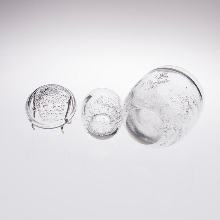 KAJ FRANCK, SKÅLAR, 3 st, glas, signerade K. Franck Iittala.