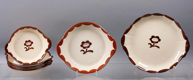 SERVISDELAR, 17st, "Pyro Brun", Wilhelm Kåge, Gustavsberg.