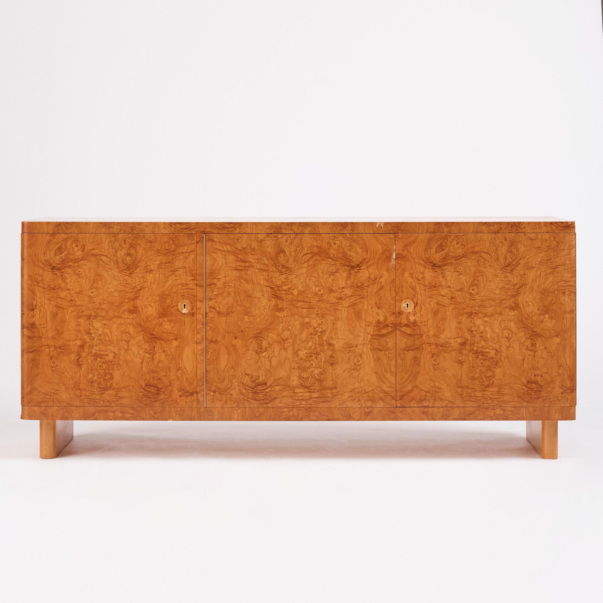 Axel Einar Hjorth, an olive ash wood and maple sideboard, 'Birka', Nordiska Kompaniet, Sweden ca 1935.