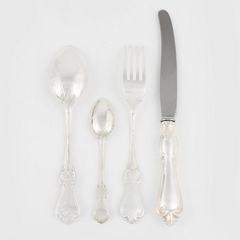 A 48-piece silver cutlery, model 'Olga', including CG Hallberg, Stockholm 1959 and SABE, 1994.