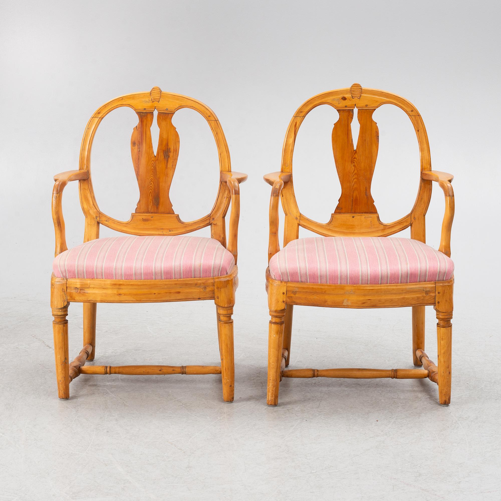 A pair of Gustavian chairs, circa 1800.