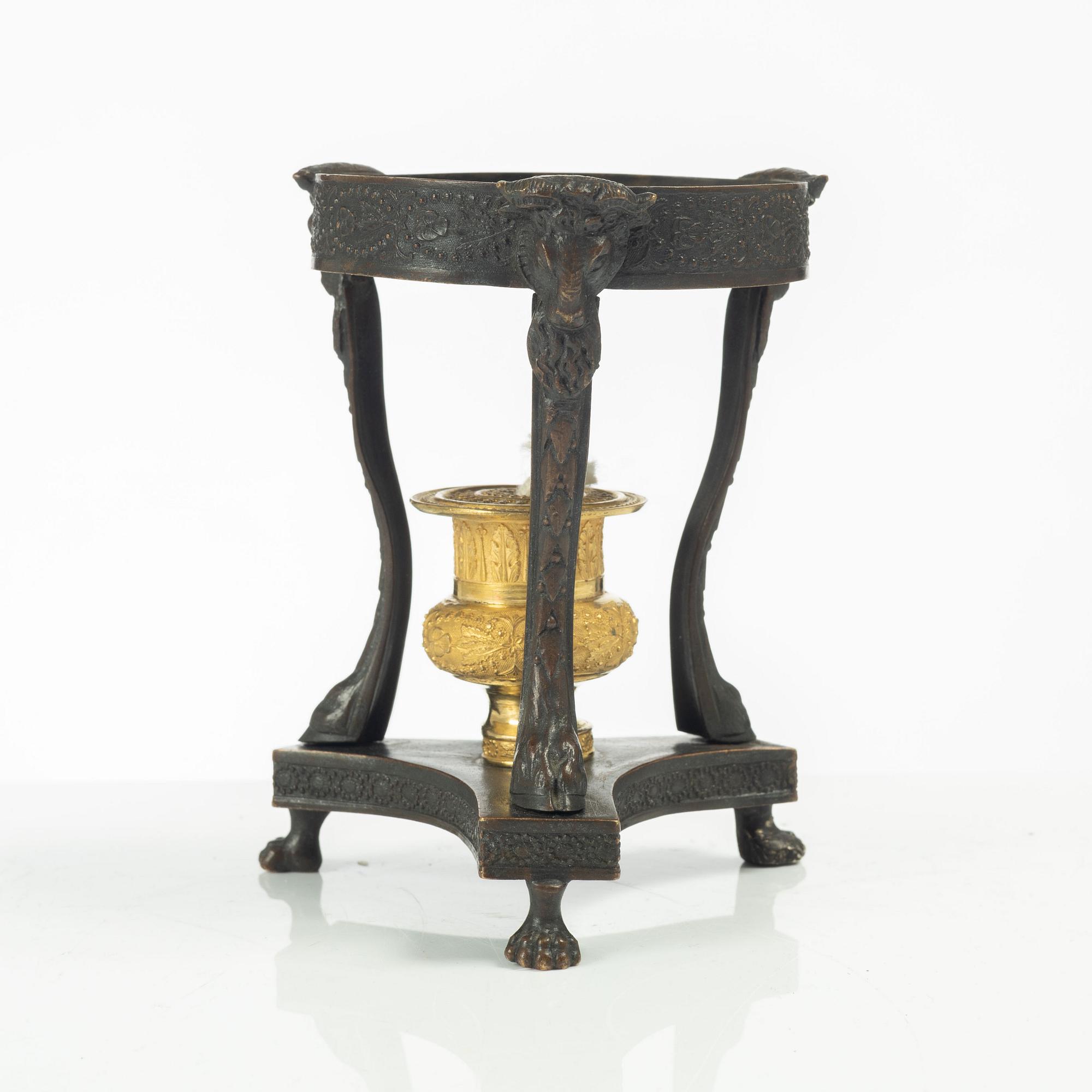 A French Empire ormolu and patinated brûle-parfume, early 19th century.