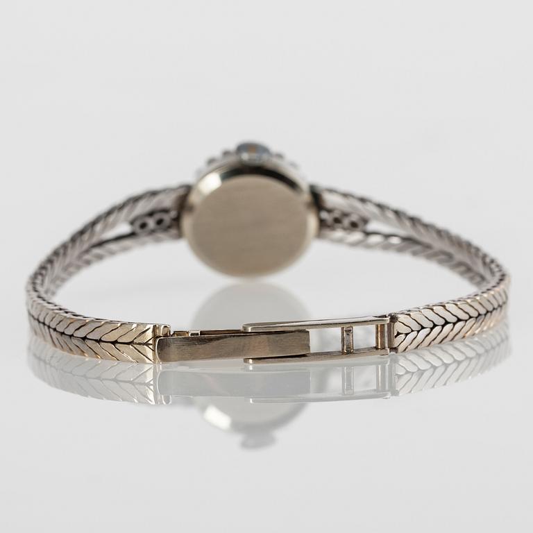 DAMARMBANDSUR, Monvis, 18K guld, 25 åttkantslipade diamanter, 1900-talets andra hälft. Vikt 20 g.