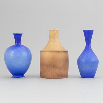 Sven Wejsfelt, a set of three stoneware vases for Gustavsbergs studio, 1980, 1987 and 1989.