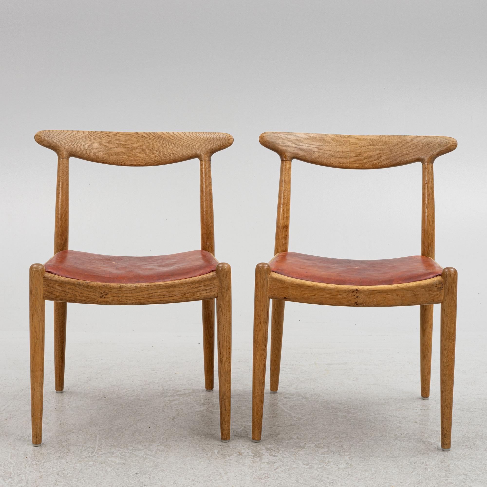 Hans J. Wegner, stolar, 6 st, "W1", C.M. Madsens Fabriker, Danmark 1950/60-tal.