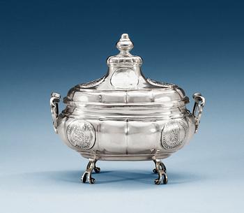 691. A Baltic 18th century parcel-gilt tureen, unmarked.