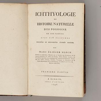 MARC ÉLIÉSER BLOCH (1723-1799), 6 vol, Ichthyologie ou Histoire Naturelle des Poissons, Berlin 1796.