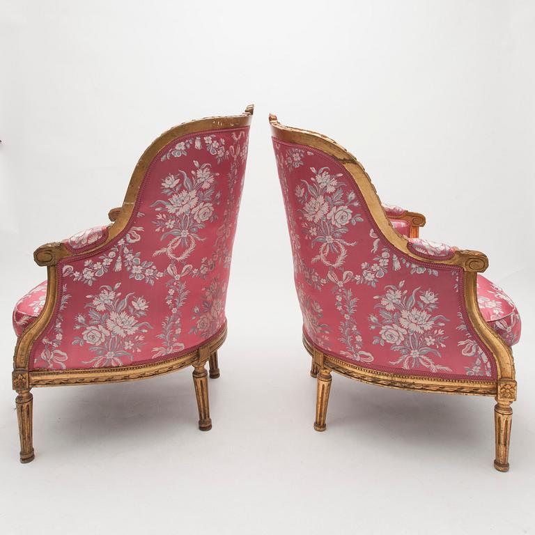 BERGÈRER, ett par, gustaviansk stil, 1900-tal.