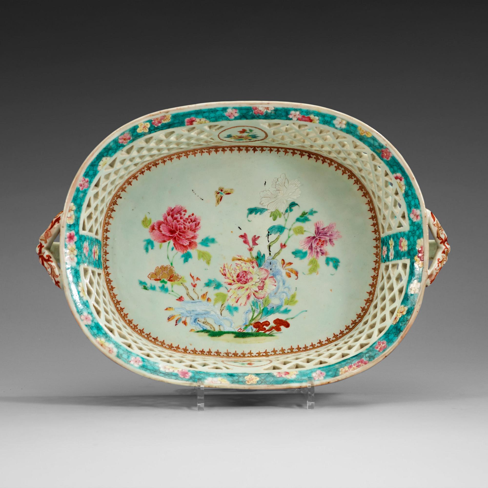 GALLERKORG, kompaniporslin. Qing dynastin, Qianlong (1736-95).