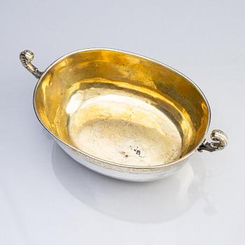 A Swedish 18th century parcel-gilt silver bowl, mark of Gustaf Stafhell the elder, Stockholm 1733.