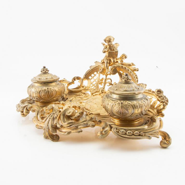 Inkstand in the Louis XV style, late 19th century.