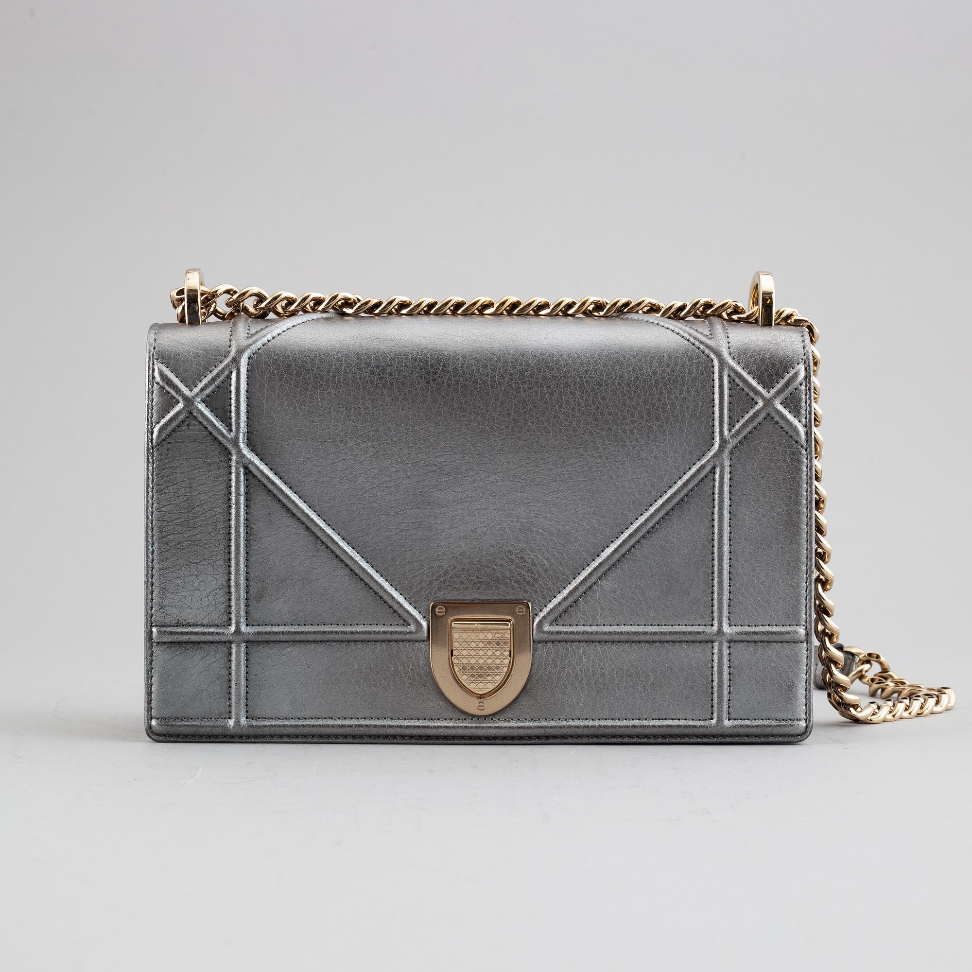 Christian Dior, a 'Diorama' metallic leather handbag.
