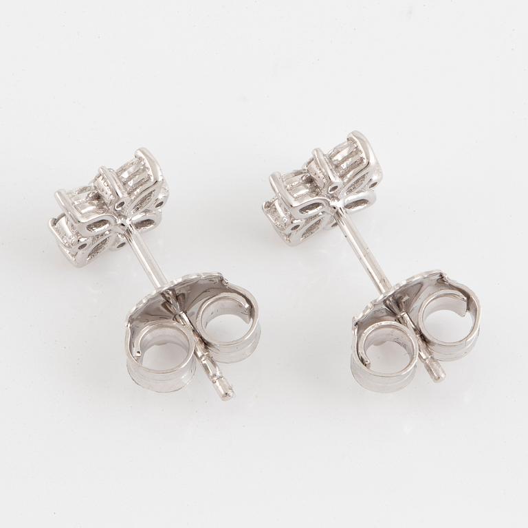 Brilliant-cut and marquise cut diamond earrings.