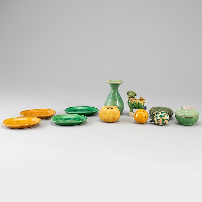 A group of eleven ceramic objects, mostly Ming dynasty, also Qing.