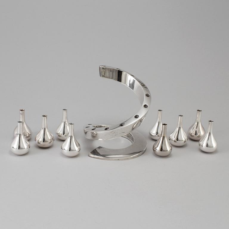 A set of five Candlesticks / vases, + 1, including J H Quistgaard, Dansk Design, 1960th.