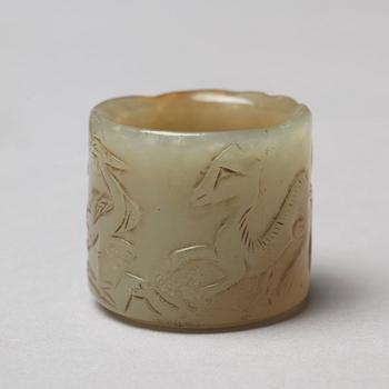 A set of five Chinese nephrite archers rings.