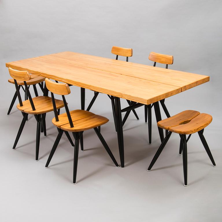 ILMARI TAPIOVAARA, a 1960's 7-piece 'Pirkka' dining set for Laukaan Puu.