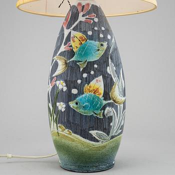 A 1950's/60's 'Fiskar' earthernware table lamp from Tilgmans.