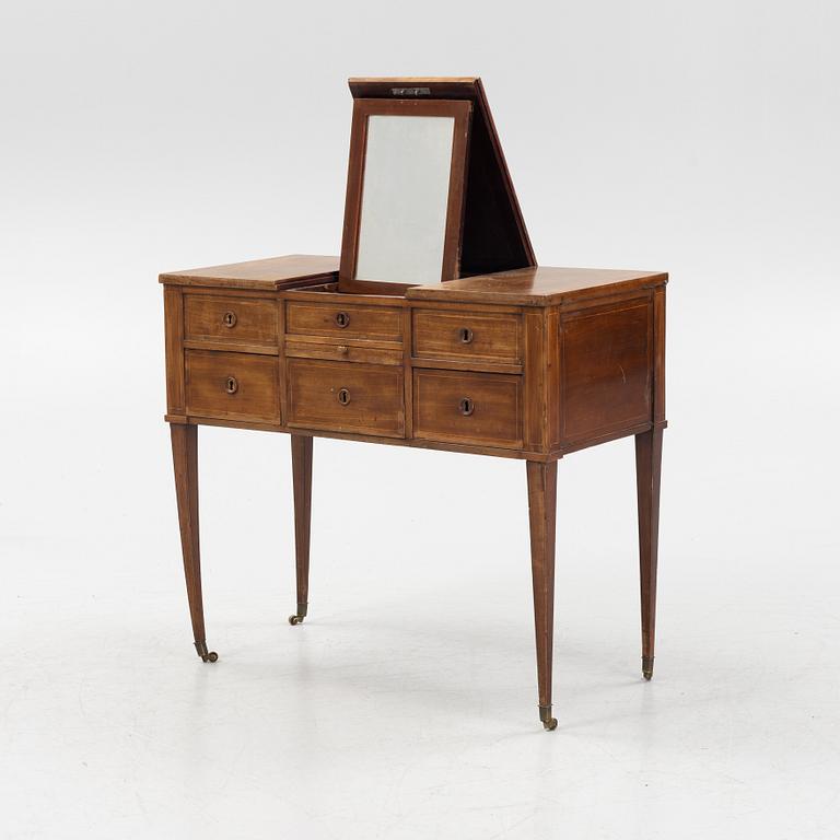 A late Gustavian mahogany dressing table, circa 1800.