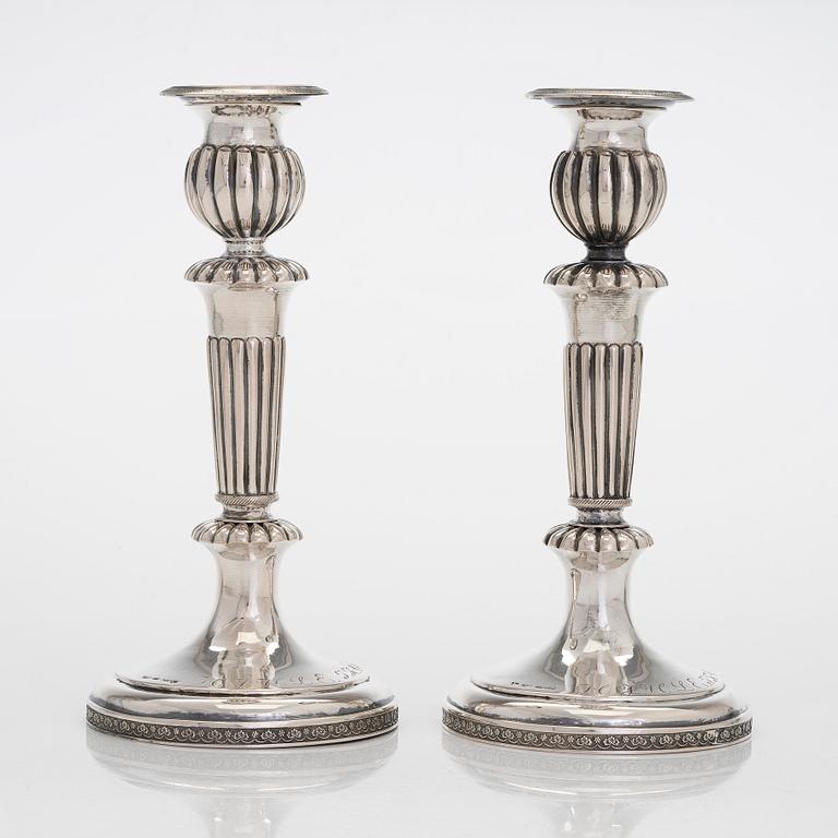 A pair of silver candlesticks, maker's mark of Roland Mellin, Helsinki 1836.