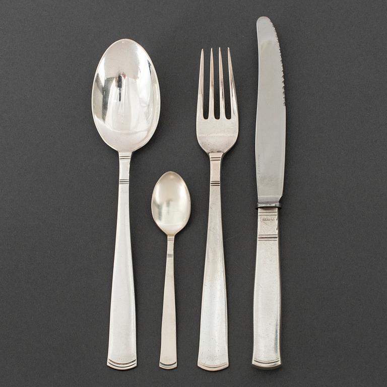 JACOB ÄNGMAN, 48 psc silver cutlery, 'Rosenholm', GAB, some Stockholm 1959.