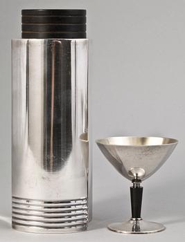 COCKTAILSET, 5 delar, nysilver, G.A.B design Folke Arström, 1930-tal.