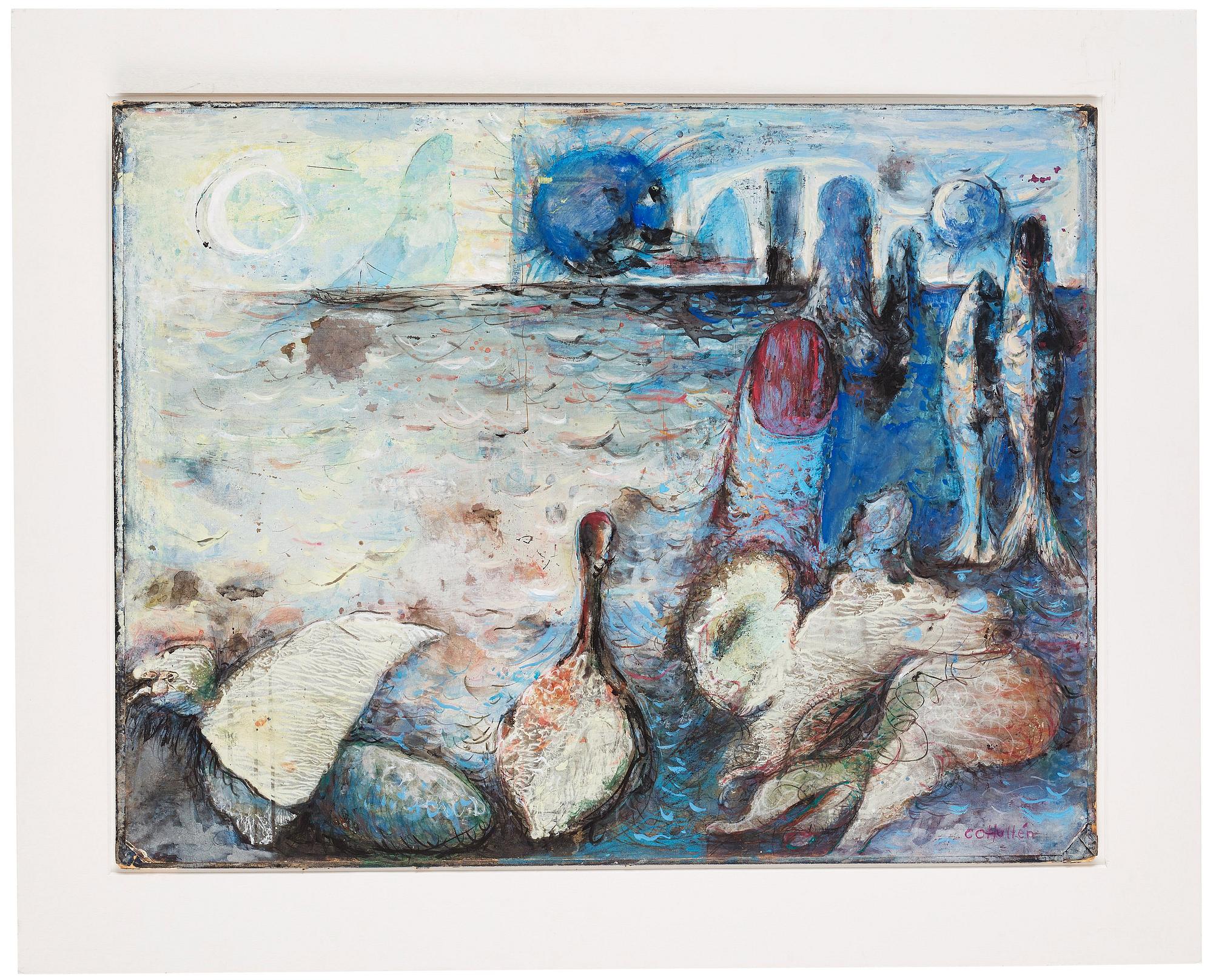 CO Hultén, gouache on paper laid on paper panel, signed and executed 1946.