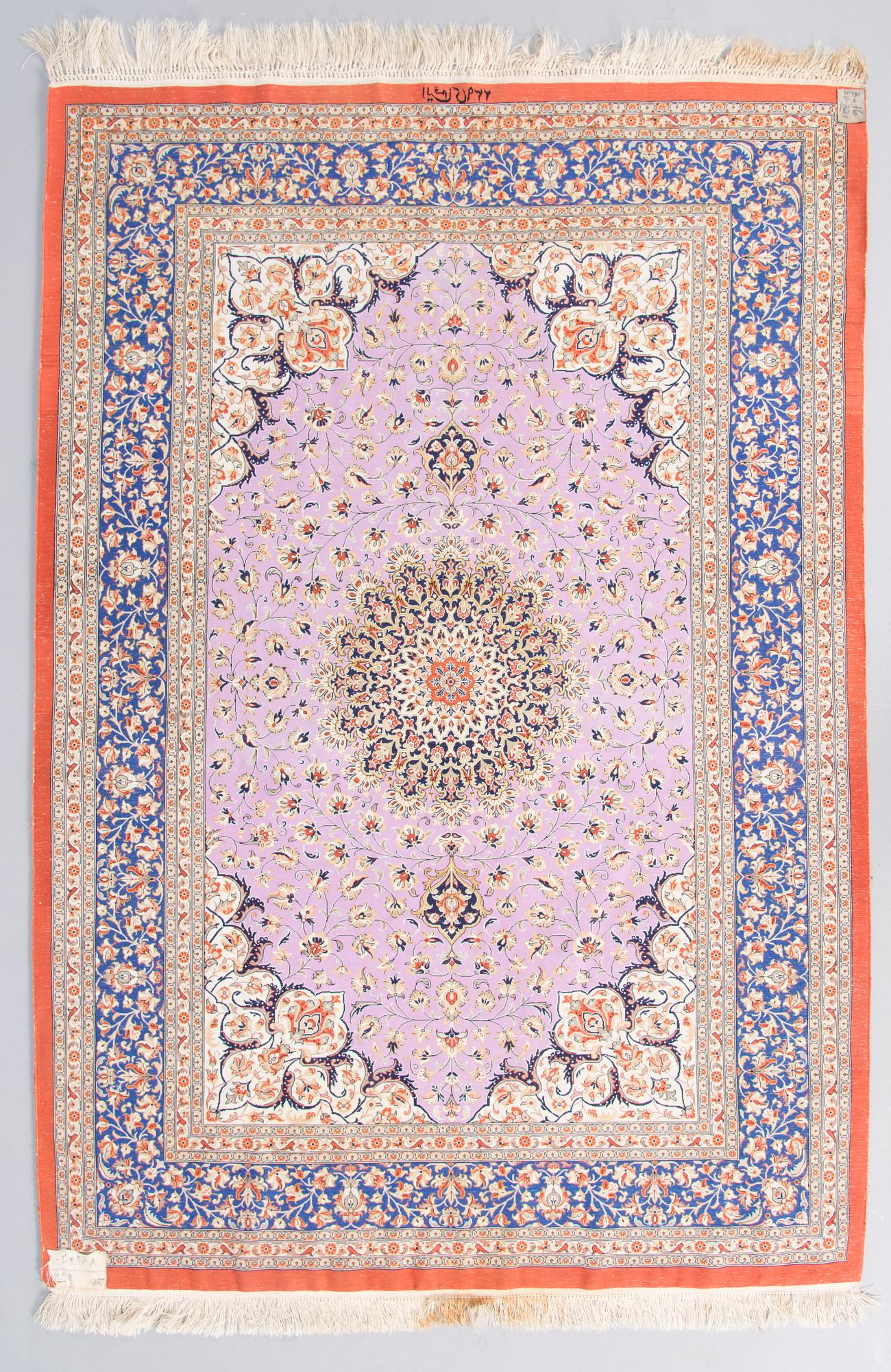 A SILK CARPET, Ghom, signed, 150x102 cm.