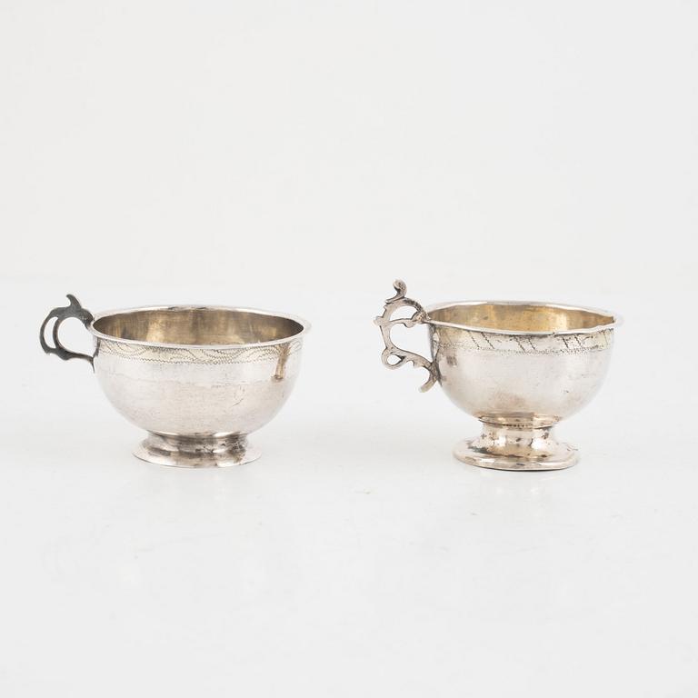 Four Swedish Silver Cups, 18-19th Century.