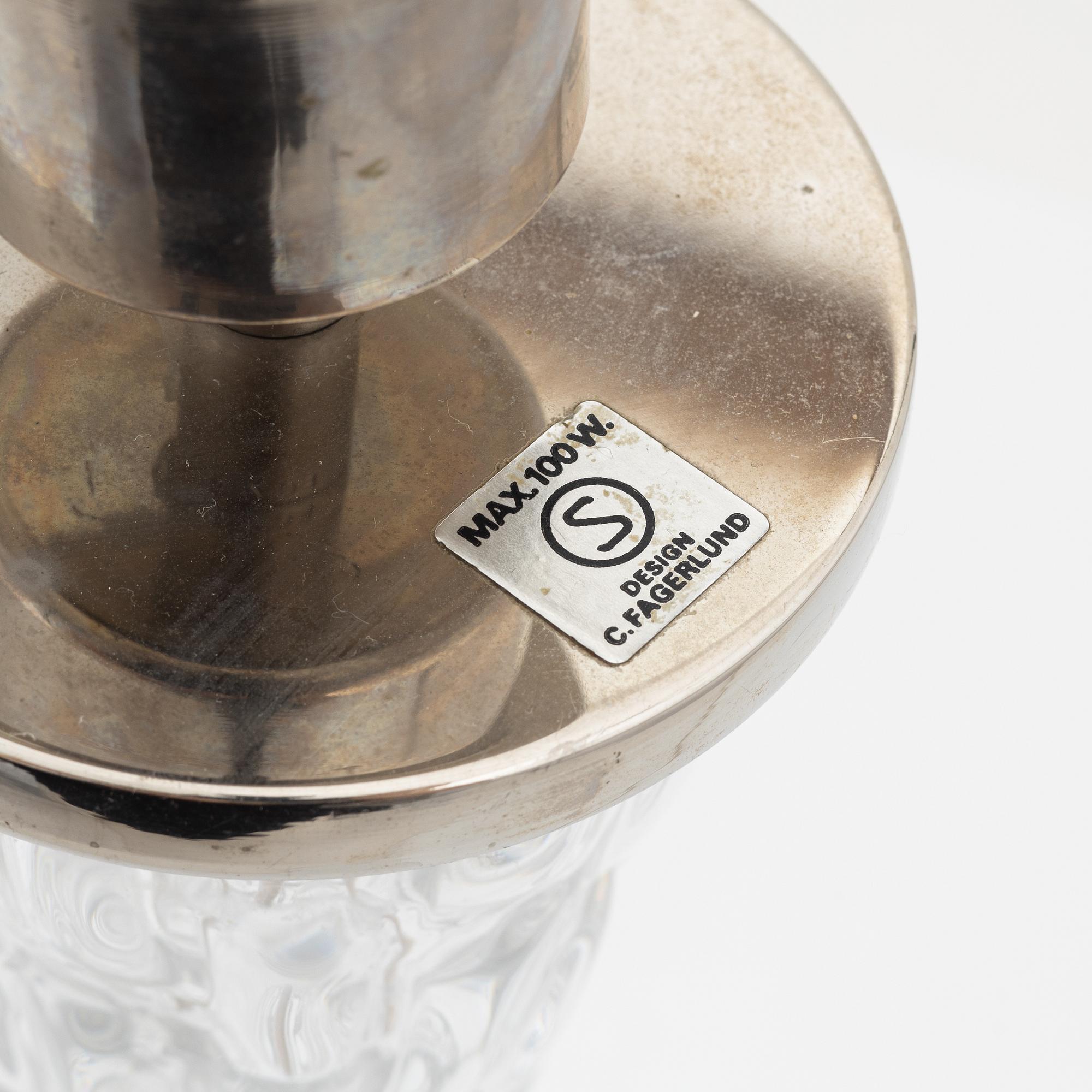 Carl Fagerlund, bordslampor ett par, Orrefors, 1900-talets andra hälft.