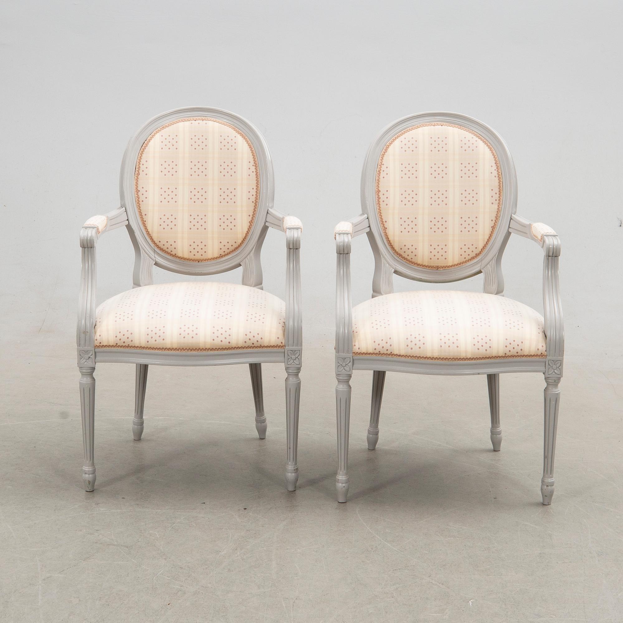 Armchairs, a pair, Gustavian style, 20th century.