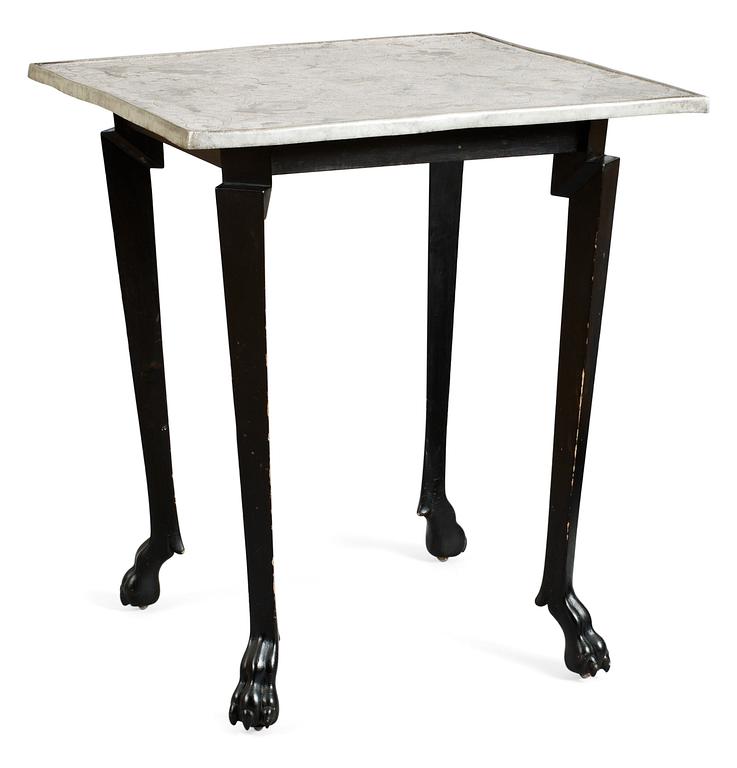 Anna Petrus, a table, Stockholm circa 1922; pewter top and black wooden legs.