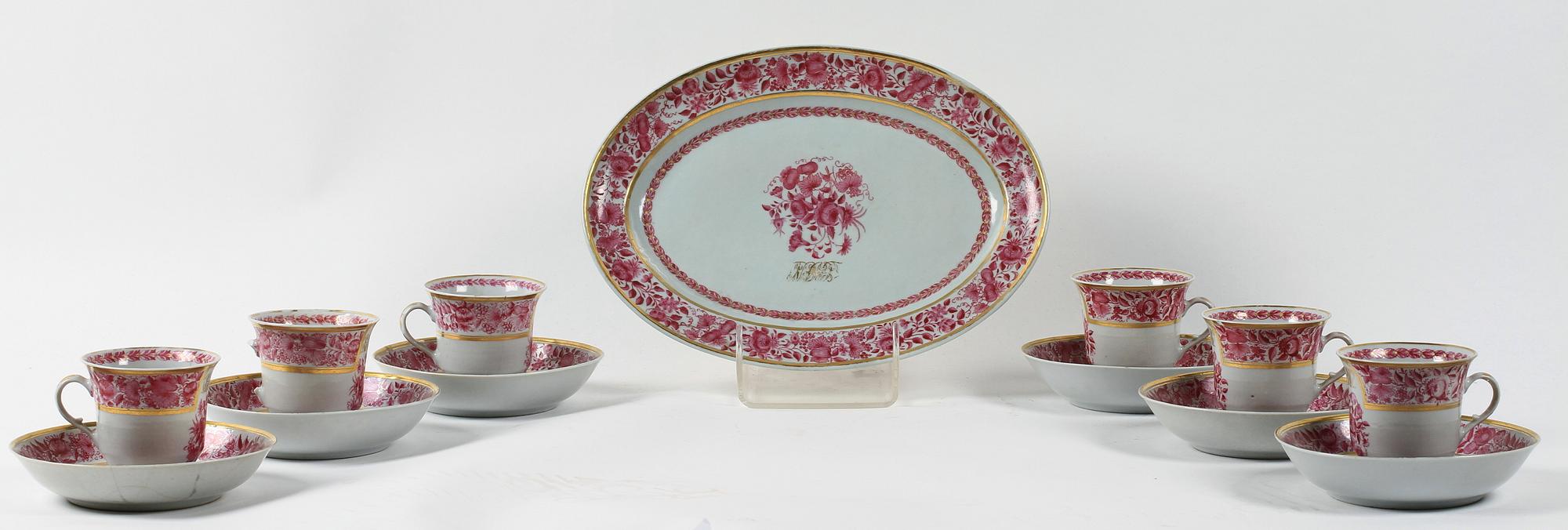 SERVISDELAR, 7 st, porslin, Kina, Jiaqing. 1700/1800-tal.