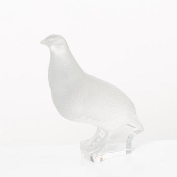 9 glass figurines, Lalique, France.