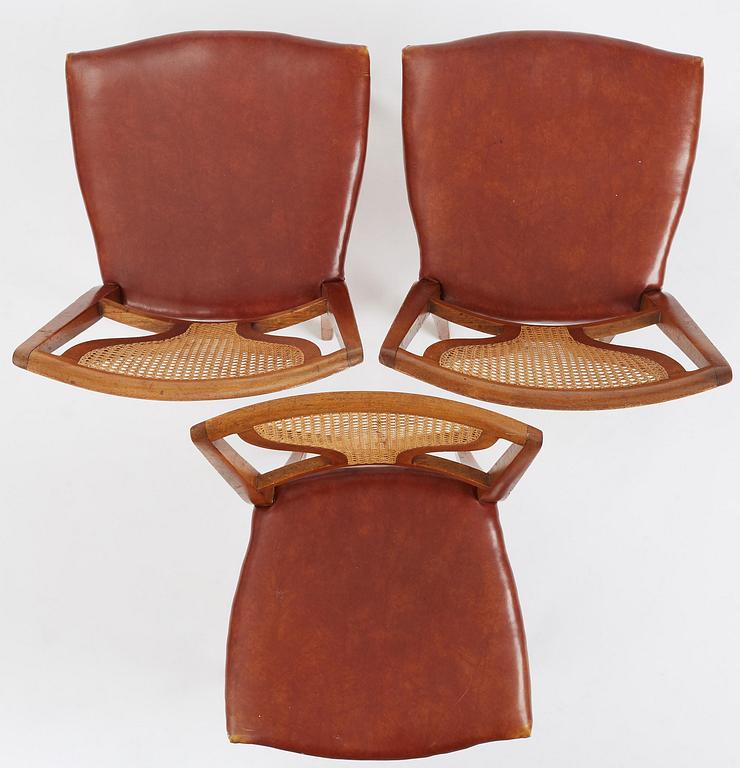 Josef Frank, a set of seven "Linden's dining chairs", model "B 1039", Firma Svenskt Tenn, specially commissioned ca 1940.