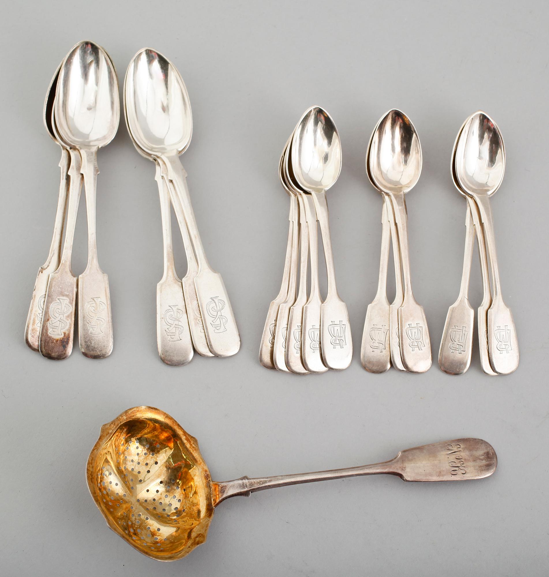 BESTICK, 18 delar, silver, Ryssland, bla 1863, 1896. Vikt ca 324 gram.