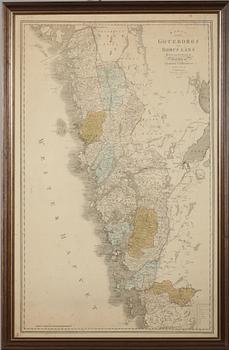 KARTA, grafiskt blad, handkolorerat, Göteborg och Bohuslän, 1800-tal.