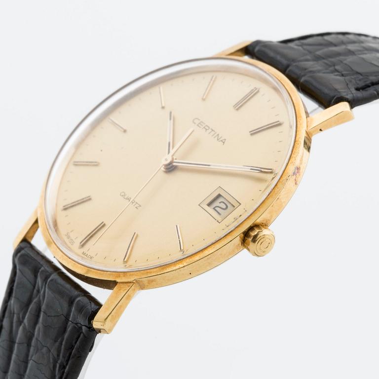 ARMBANDSUR, herr, 18k guld, Certina, quartz. 1991.