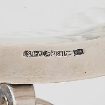 Iisakki Saha, hedelmämalja, hopea, osittain kullattu, ja lasi, Pori 1923.