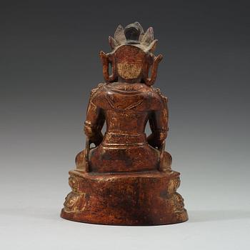 A gilt copper alloy sculpture of Guanyin, Ming dynasty (13668-1644).