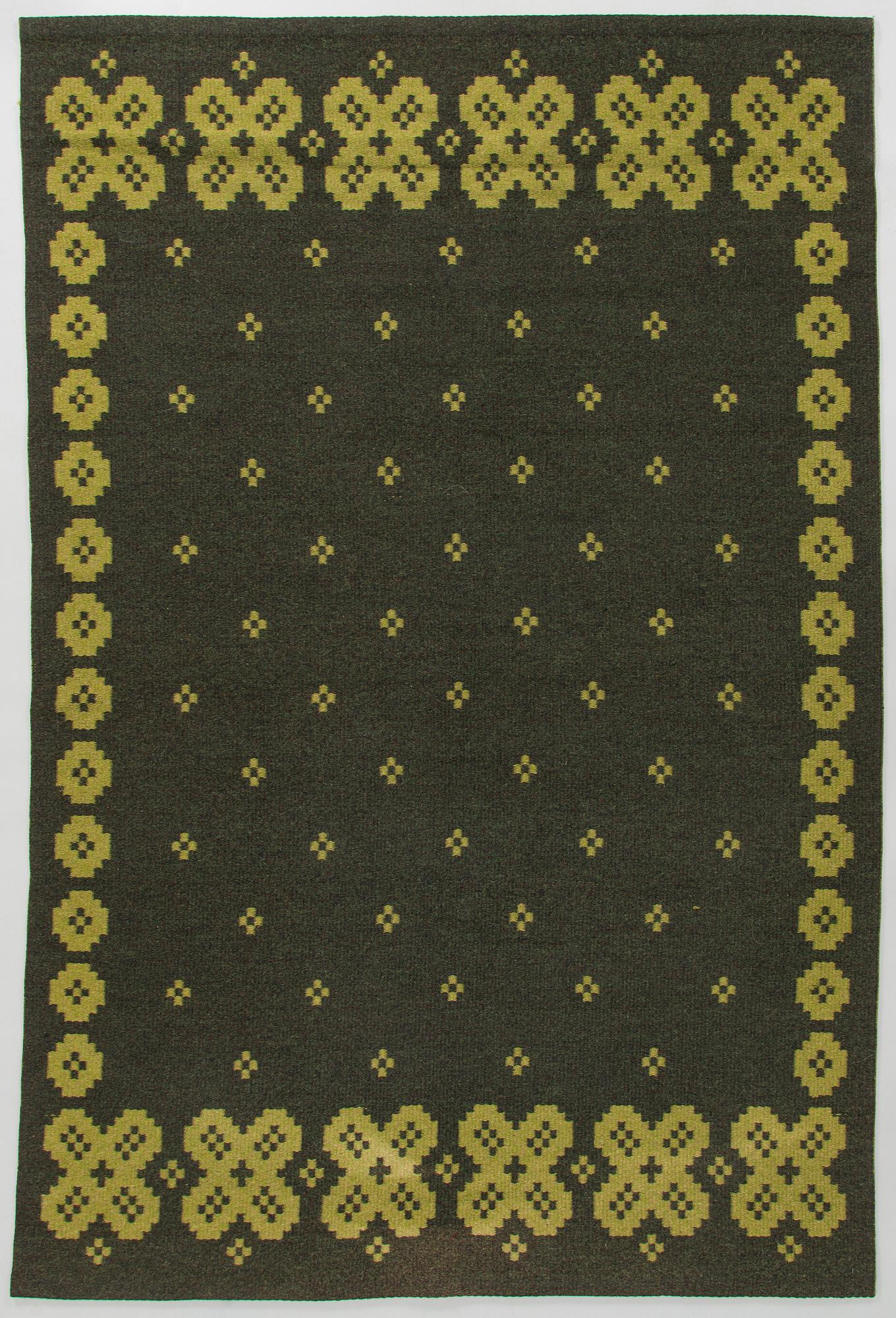 Hårgarnsmatta, sannolikt Aappo Härkönen, 1950/60-tal. Ca 236 x 157 cm.