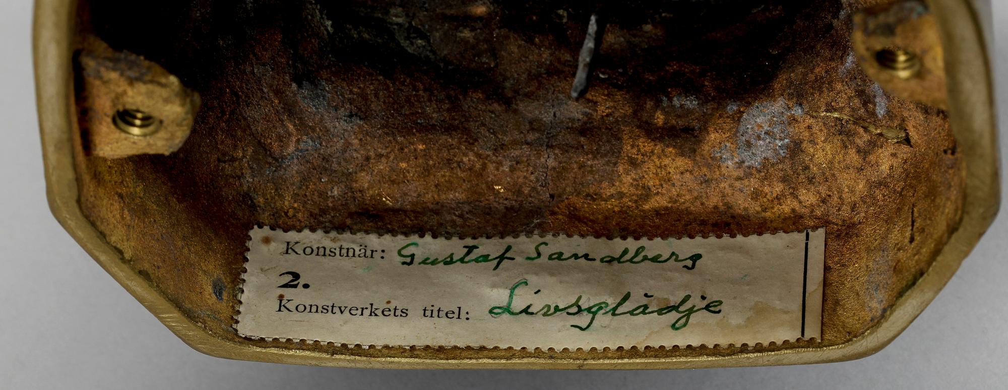 GUSTAF SANDBERG, förgylld brons, sign.