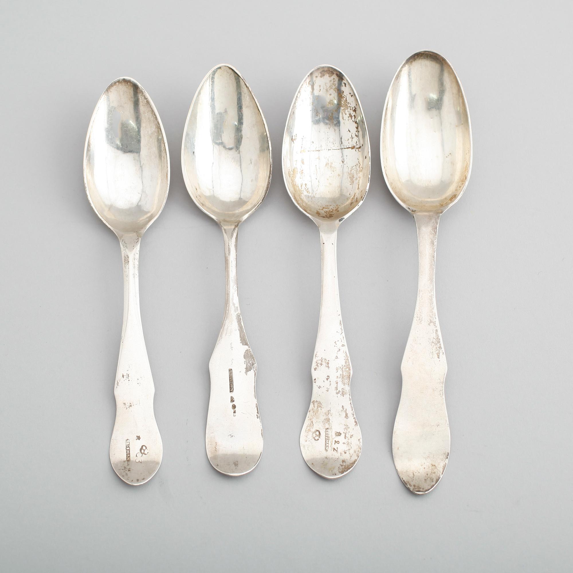 MATSKEDAR, 4 st, silver, svenska stämplar, omkring år 1800. Vikt ca 163 gram.