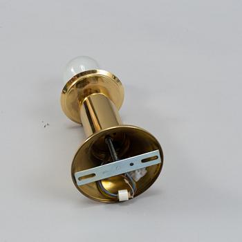 Five 1970's brass and glass ceiling/table lamps, Ott international.