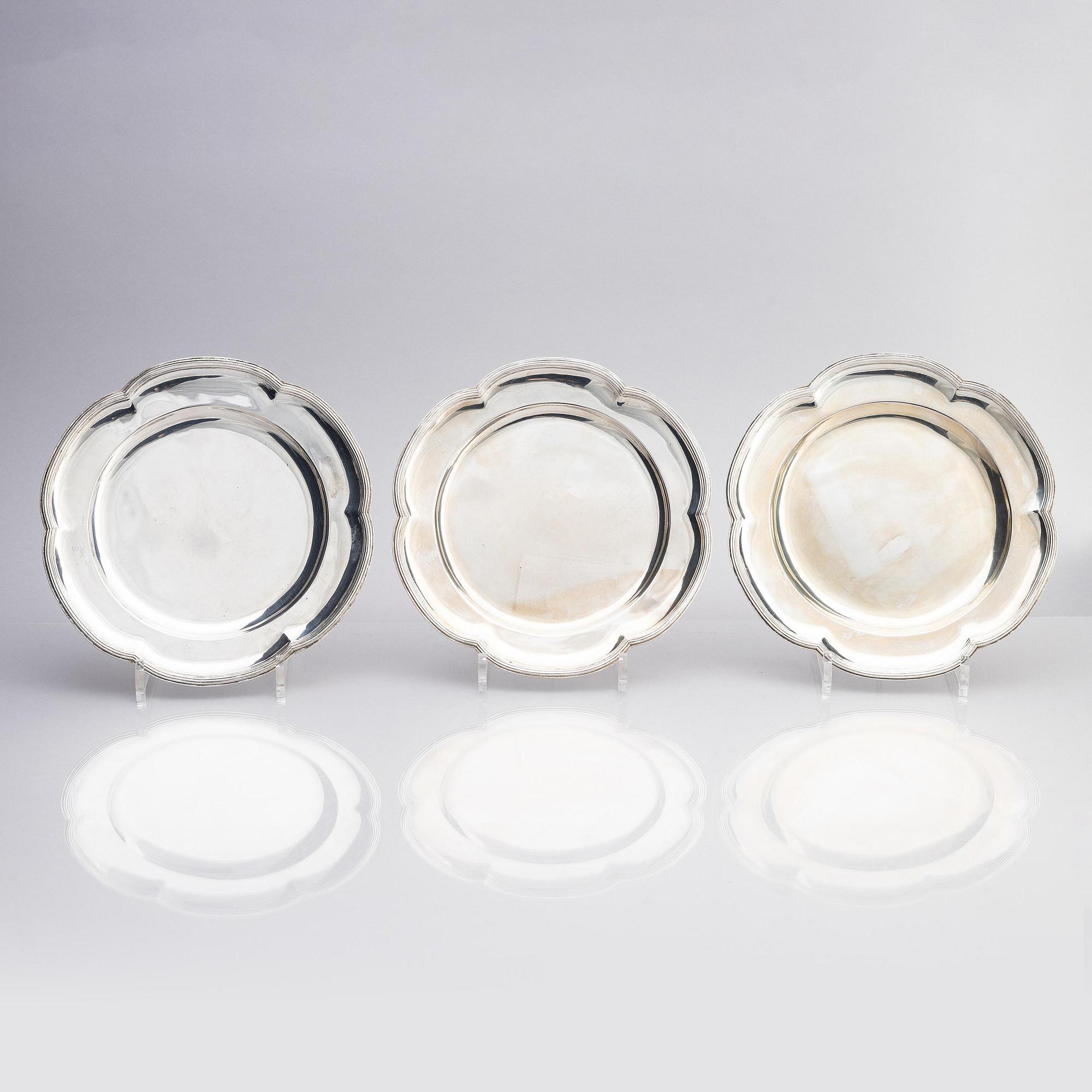 Six Swedish silver plates, marks of Arvid Floberg 1788.