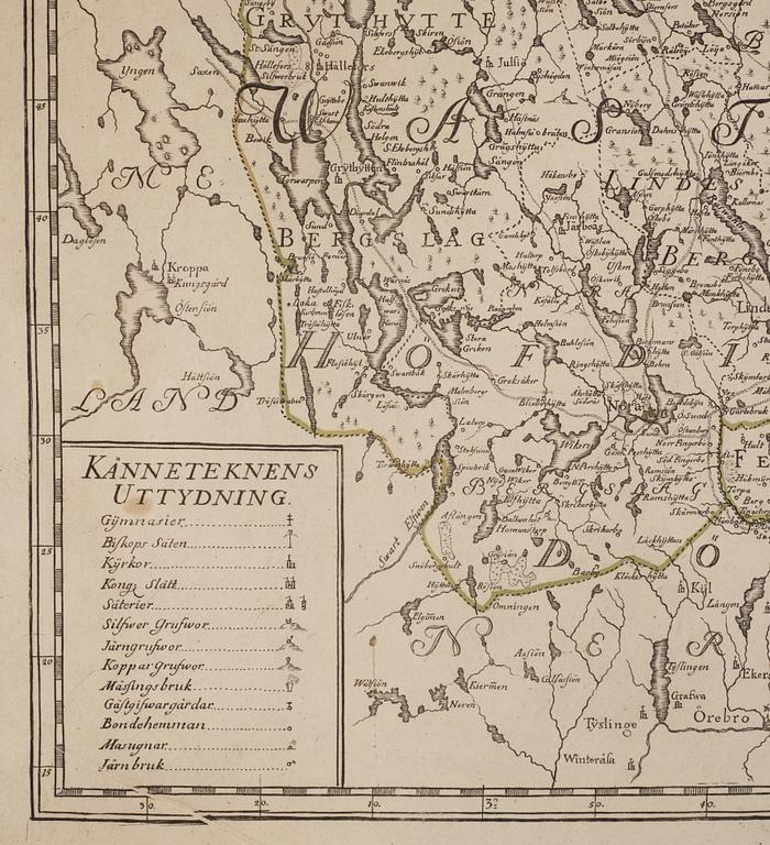 Karta, "Charta öfver Wästmanland och Fierdhundra", omkring år 1800.