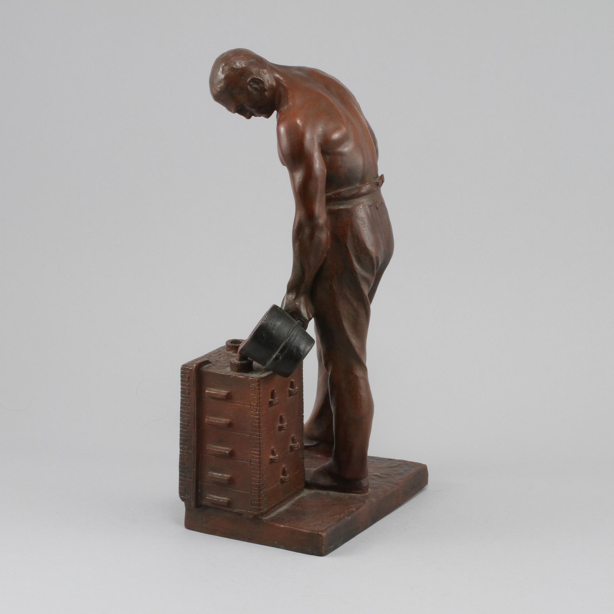 ALFRED OHLSON, skulptur, patinerad brons, signerad.