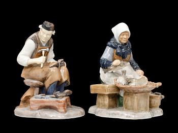 FIGURINER, 2 st, porslin, Bing & Gröndal.