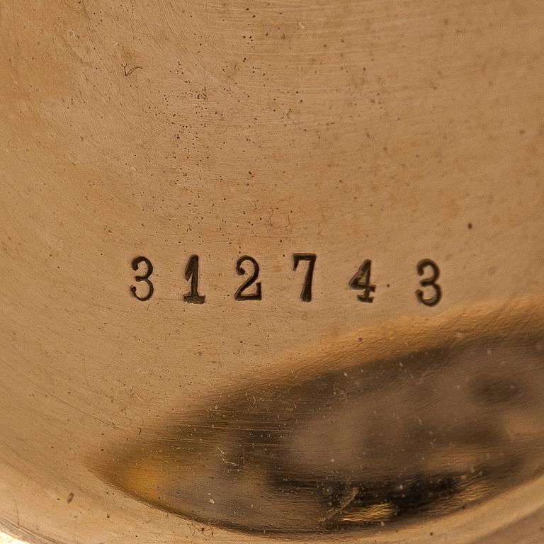 Pocket watch, Borel Neuchatel, 53 mm, 14K gold, lever escapement, plastic crystal.